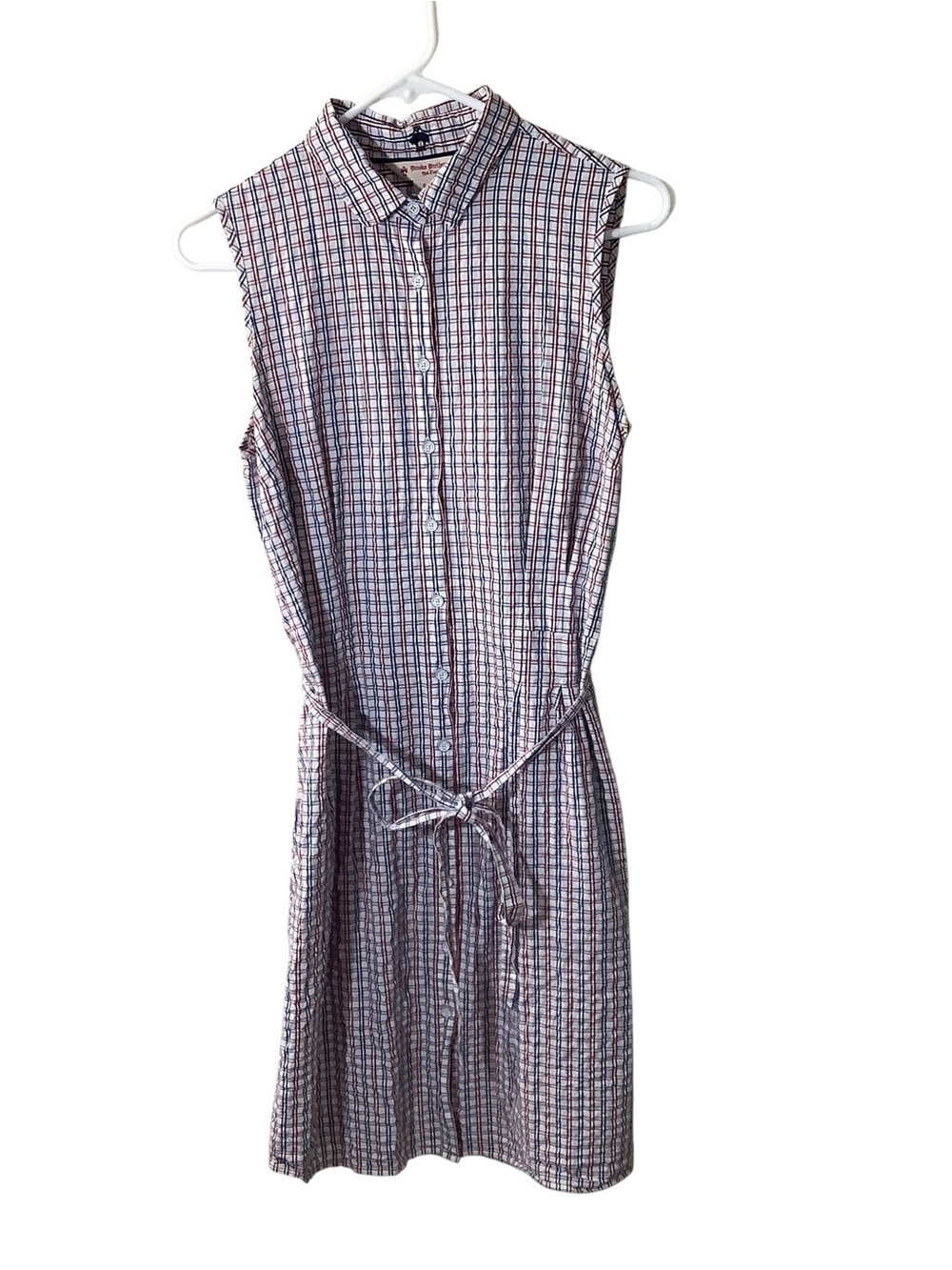 Brooks Brothers Multi-Colored Sleeveless Plaid Button-Front Shirt Dress
